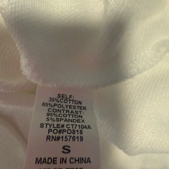 White Cream Crop Long Sleeve Sweatshirt with Pearl and Tulle Sleeves Large - Picture 4 of 7